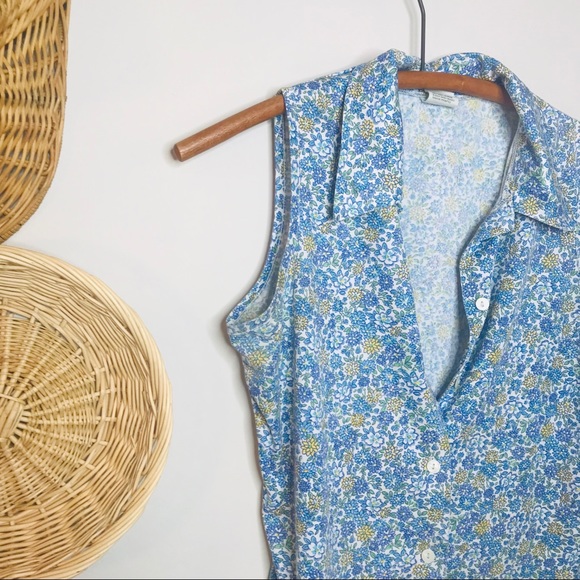 vtg vsco retro floral Button Up popover tank - Picture 3 of 5